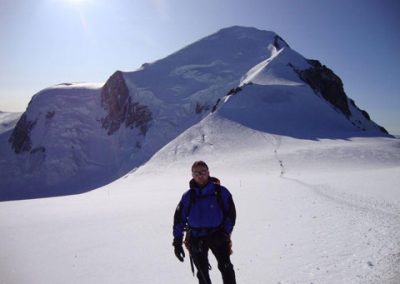 mont blanc in the background - on the way down